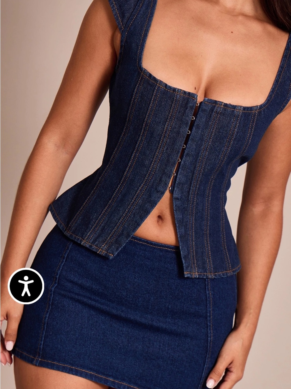 Dark Blue Denim Corset Top